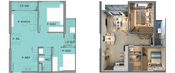 Mặt bằng căn hộ Phân khu Sapphire 1 - Vinhomes Ocean Park 1 Gia Lâm Hà Nội 2 phòng ngủ