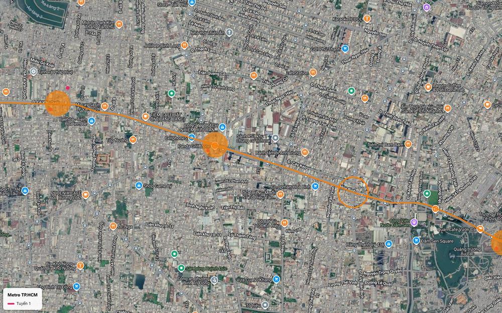 Ga ngầm tuyến metro số 1 tại cụm chung cư Richstar quận Tân Phú, hướng về công viên Đầm Sen
