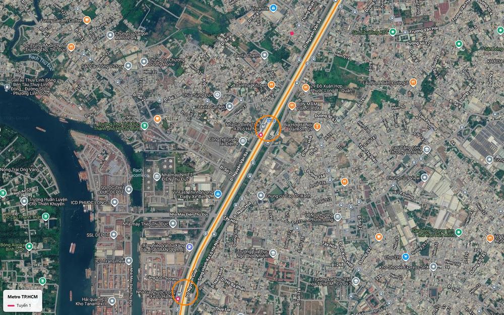 Ga Bình Thái trên cao của tuyến metro số 1 TP.HCM giữa chuỗi căn hộ Lavita và khu nhà máy Trường Thọ