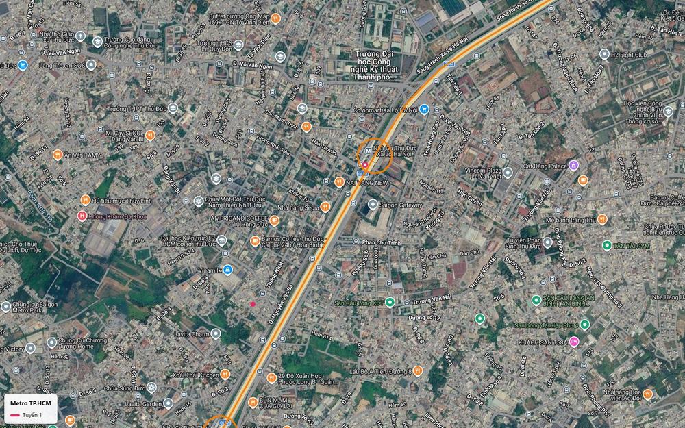Ga Thủ Đức trên cao của tuyến metro số 1 giữa trục Võ Văn Ngân và Lê Văn Việt, cạnh Saigon Gateway