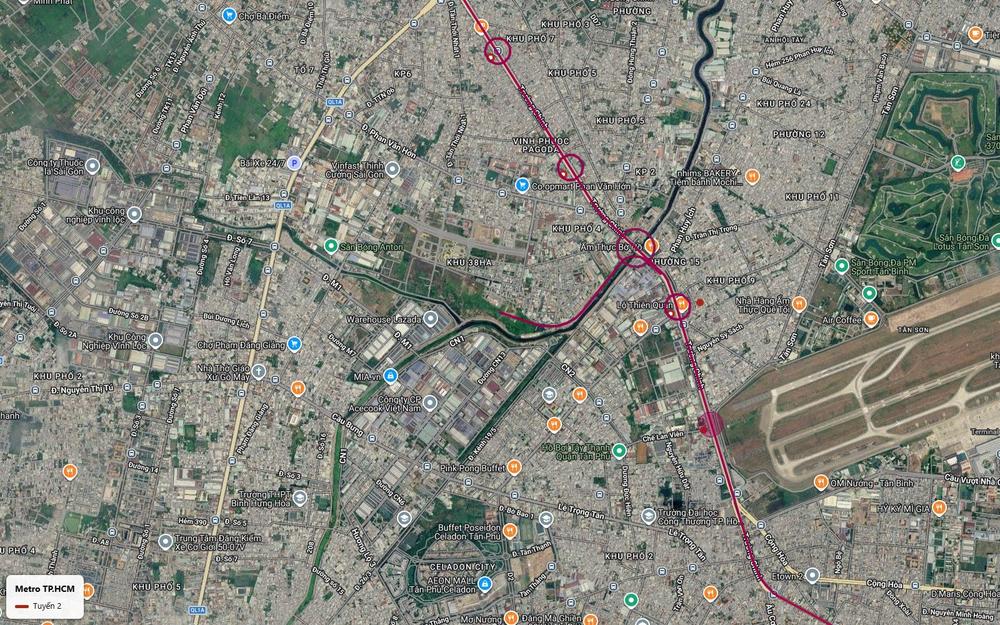 Toàn cảnh depot Tham Lương và tuyến metro số 2 TP.HCM dọc Trường Chinh cạnh kênh Tham Lương, gần Celadon City Aeon Mall Tân Phú
