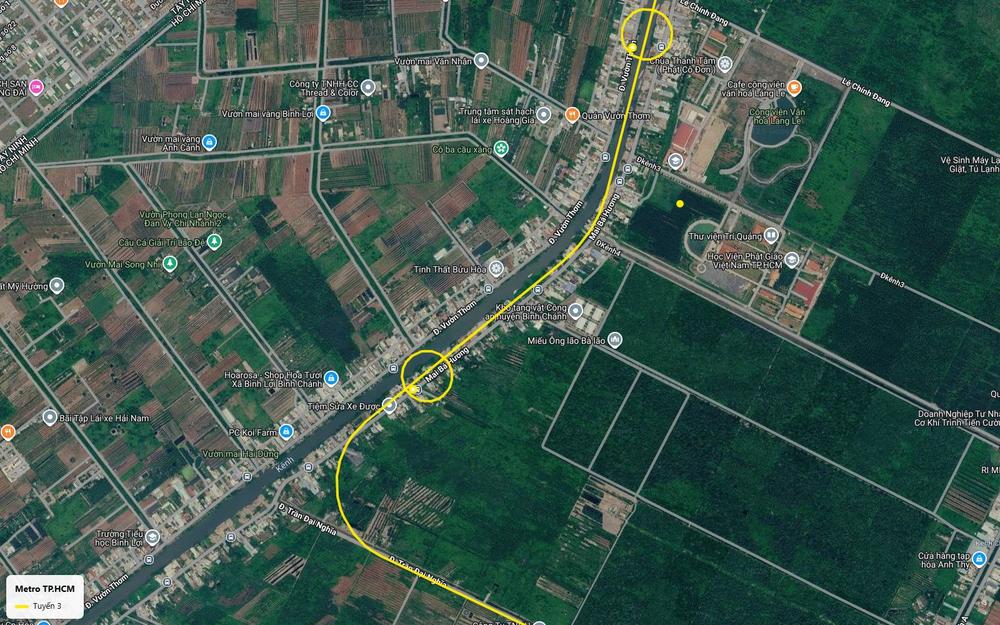 Ga mặt đất tuyến metro số 3 TP.HCM khu Vườn Thơm - Mai Bá Hương chuyển sang đường Trần Đại Nghĩa, Bình Chánh