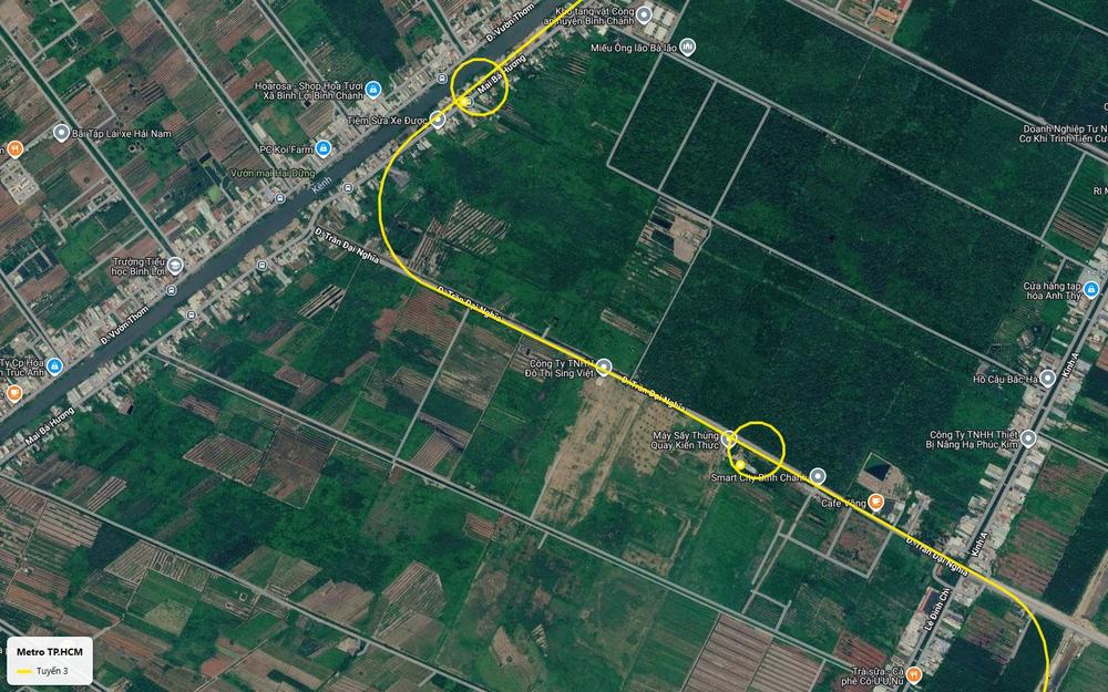 Ga mặt đất tuyến metro số 3 TP.HCM cạnh Smart City Bình Chánh và đô thị Sing Việt trên đường Trần Đại Nghĩa