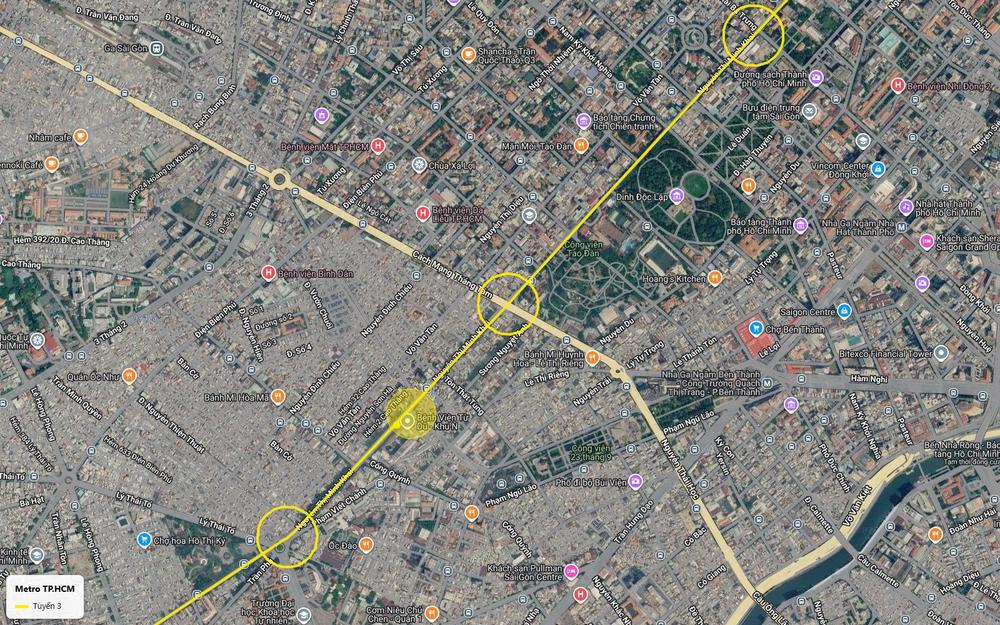 Ga ngầm tuyến metro số 3 TP.HCM dưới Nguyễn Thị Minh Khai qua Tao Đàn, Dinh Độc Lập, gần ga ngầm Bến Thành