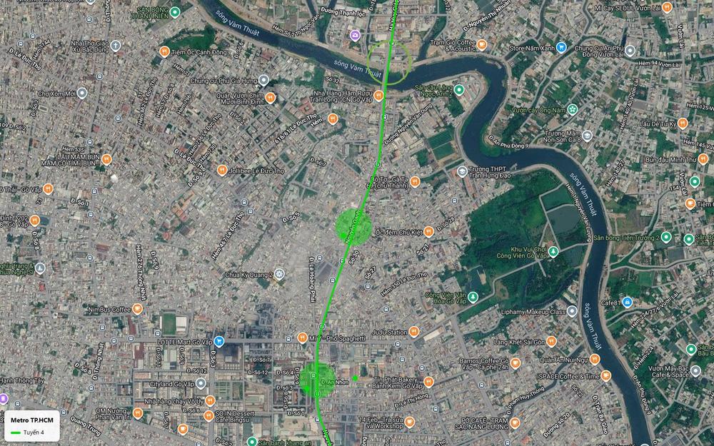 Tuyến metro số 4 đi qua Gò Vấp theo đường Nguyễn Oanh với hai ga ngầm Nguyễn Oanh và An Nhơn