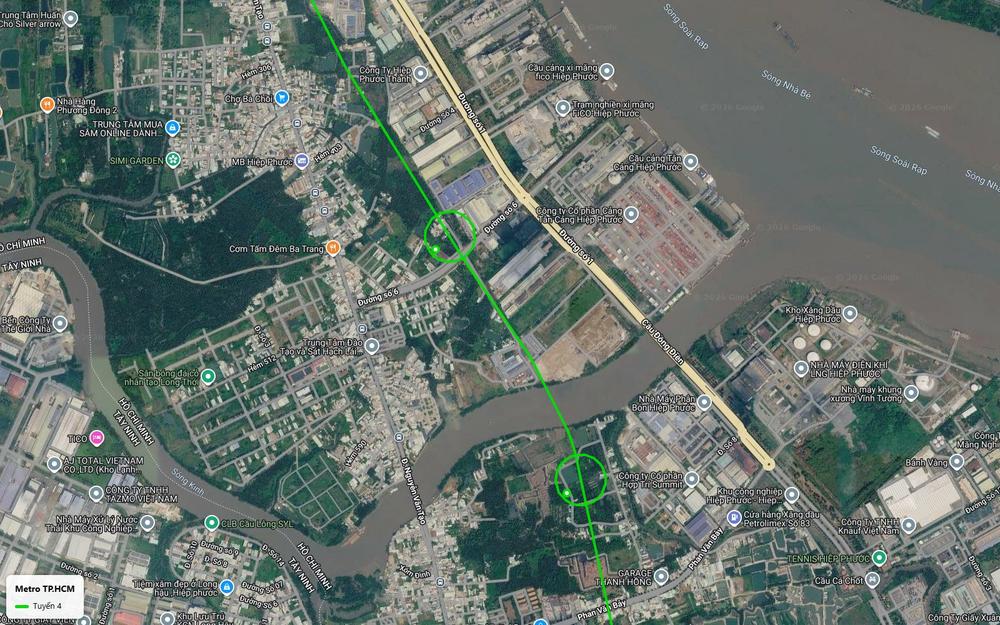 Bản đồ tuyến metro số 4 xuyên khu công nghiệp Hiệp Phước với Tân Cảng Hiệp Phước và nhà máy điện khí LNG