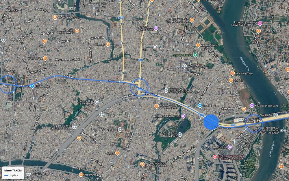 Ga ngầm tuyến metro số 5 đoạn Điện Biên Phủ, Bạch Đằng qua Bình Thạnh, giao Quốc lộ 13