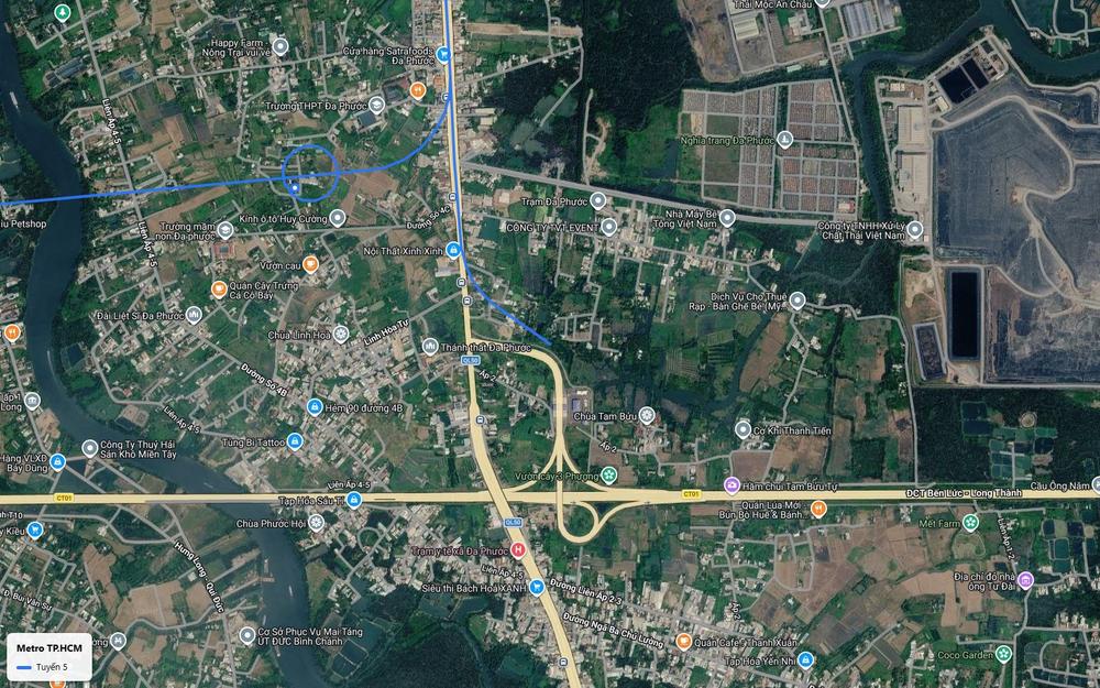 Ga cuối tuyến metro số 5 TP.HCM gần nút giao Quốc lộ 50 và cao tốc Bến Lức Long Thành, Đa Phước