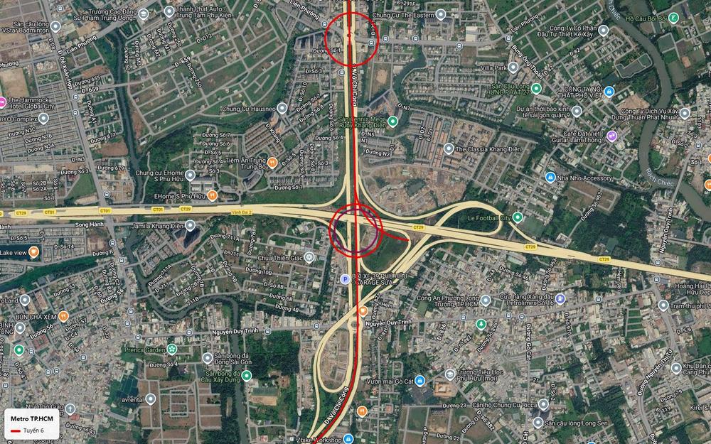 Tuyến metro số 6 quay về nút giao Vành đai 2 Võ Chí Công với ga trên cao sau khi khép vòng cung Bình Thái Phước Long