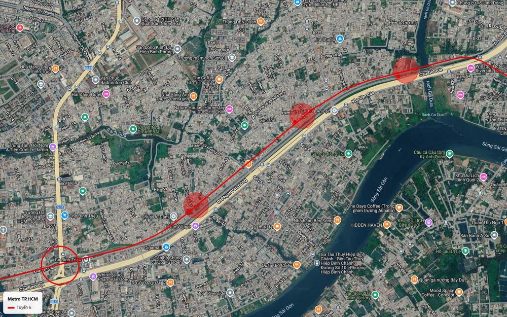 Ba nhà ga tuyến metro số 6 đoạn Hiệp Bình Chánh Hiệp Bình Phước trên Phạm Văn Đồng Kha Vạn Cân tới cầu Gò Dưa