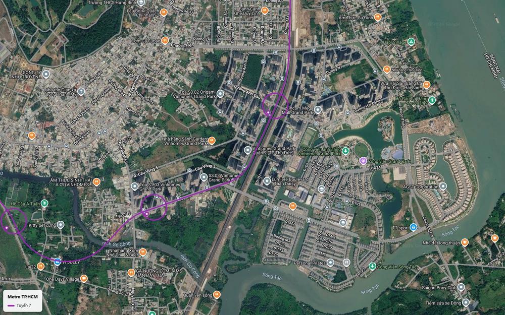 Ga trên cao tuyến metro số 7 đặt cạnh Vincom Mega Mall trong khu đô thị Vinhomes Grand Park TP Thủ Đức