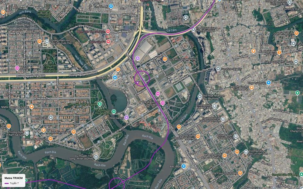 Tuyến metro số 7 xuyên khu đô thị Phú Mỹ Hưng qua Crescent Mall Hồ Bán Nguyệt và The Peak Midtown