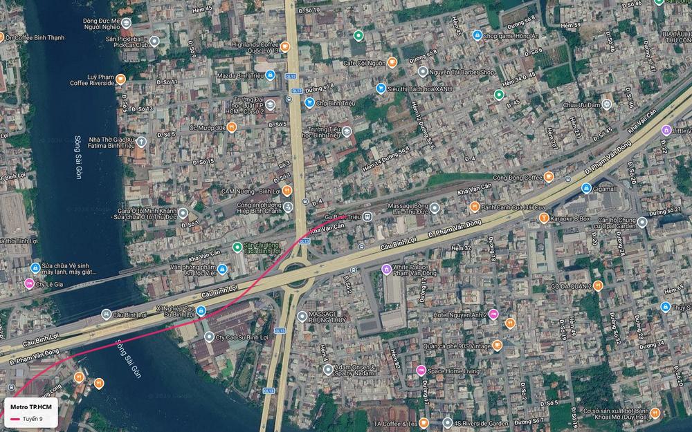 Ga đầu tuyến metro số 9 trên cao tại nút giao Bình Triệu với Quốc lộ 13, Phạm Văn Đồng và Kha Vạn Cân