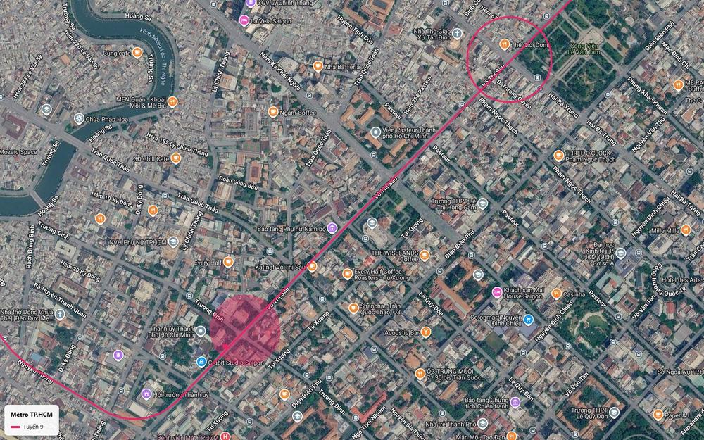 Ga ngầm khu Trương Định tuyến metro số 9 dưới trục Võ Thị Sáu Quận 3 gần Viện Pasteur
