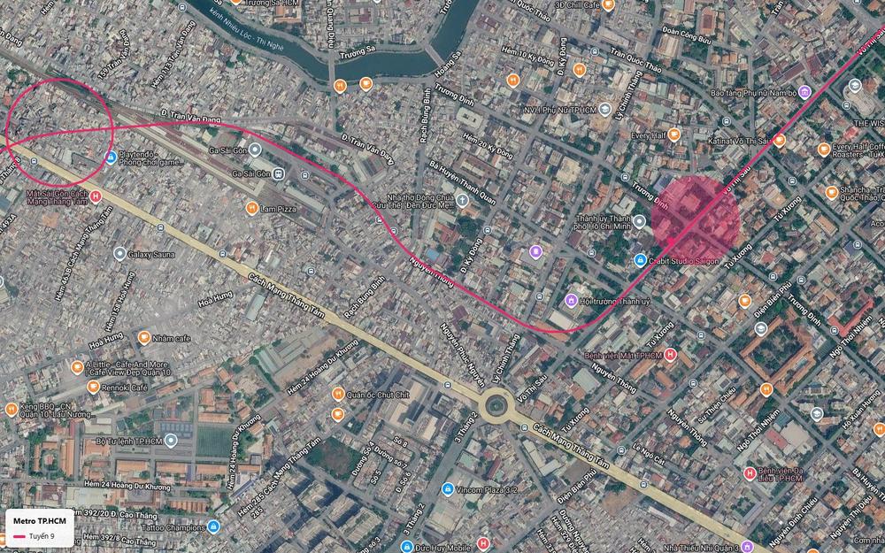Đoạn ngầm cong tuyến metro số 9 từ Võ Thị Sáu qua Nguyễn Thông Trần Văn Đang về Ga Sài Gòn
