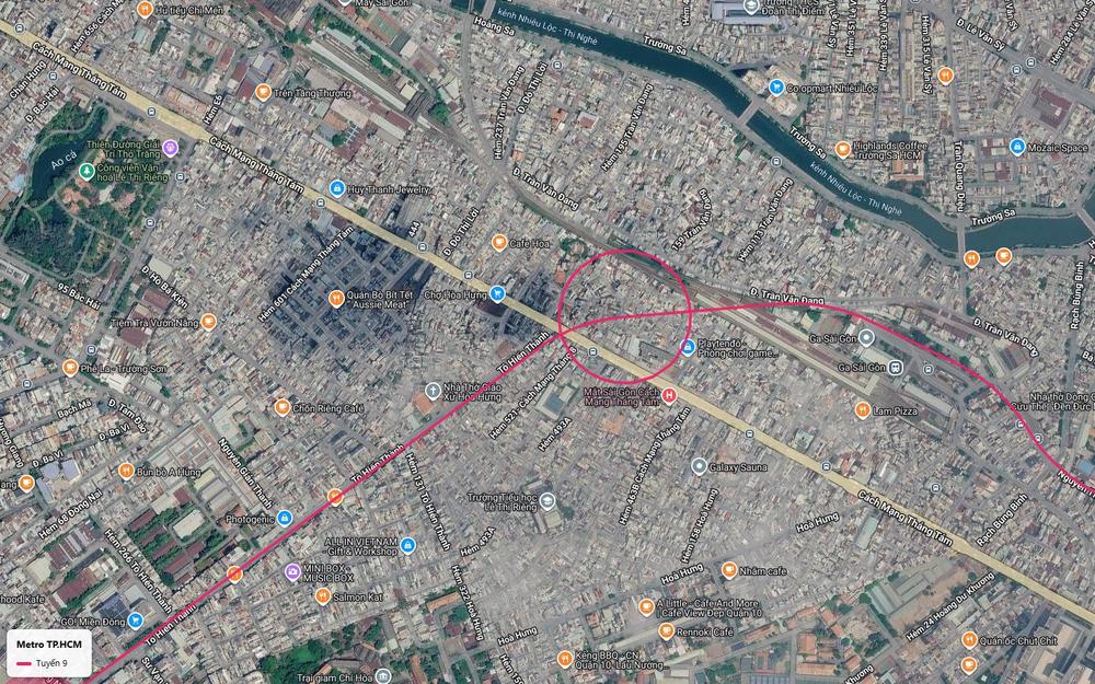 Ga ngầm trung chuyển tuyến metro số 9 bao quanh Ga Sài Gòn, chợ Hòa Hưng, trục Cách Mạng Tháng Tám