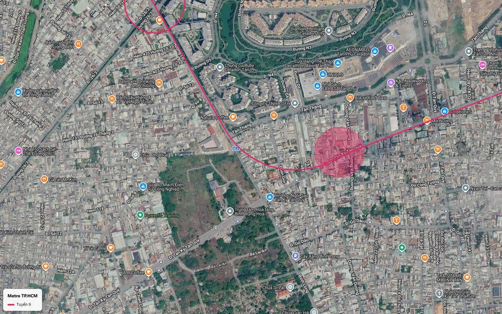 Đoạn tuyến metro số 9 cong từ Tân Kỳ Tân Quý lên Hương lộ 3 vào Bình Hưng Hòa quận Bình Tân