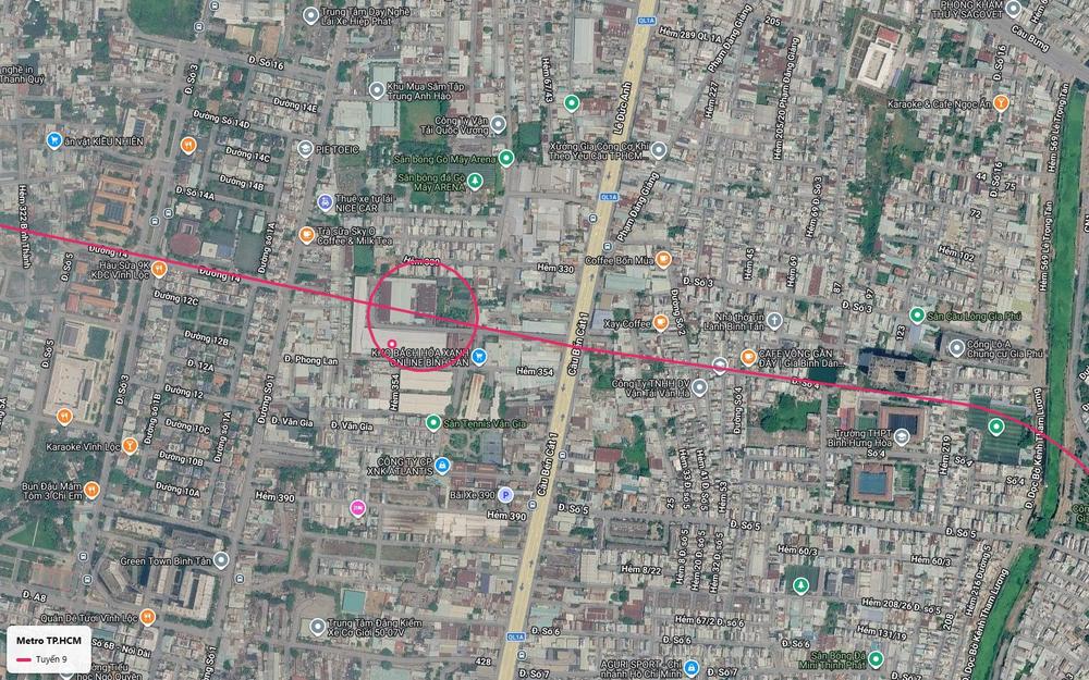 Tuyến metro số 9 trên cao vượt Quốc lộ 1 tại khu Gò Mây và cầu Bến Cát 1 quận Bình Tân