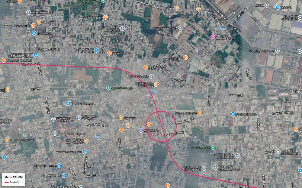 Ga mặt đất tuyến metro số 9 tại giao Nguyễn Thị Tú và Hương lộ 80 khu Vĩnh Lộc A đang đô thị hóa